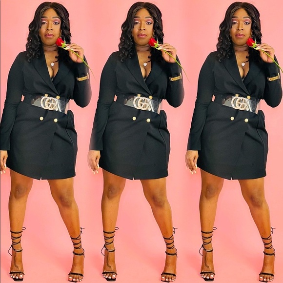 NEW TRENDY BLACK TUXEDO BLAZER DRESS - Picture 5 of 9